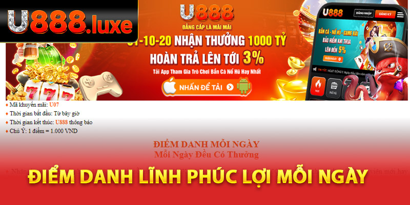 Điểm danh lĩnh phúc lợi mỗi ngày